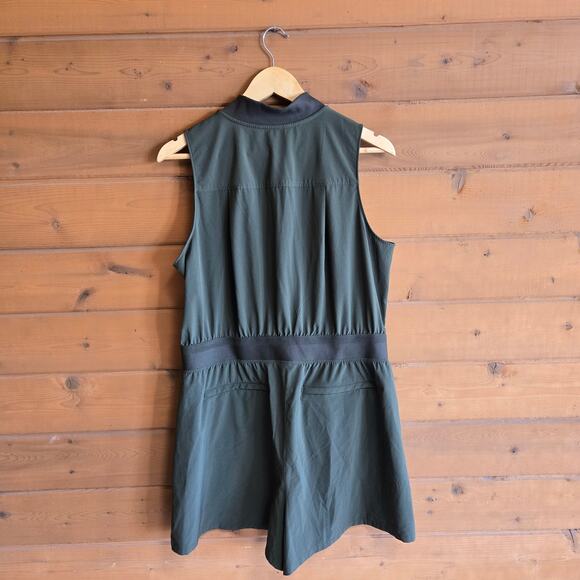 Athleta Brooklyn Utility Romper Aspen Green 16 Sleeveless Zip Front Hiking - Picture 3 of 6